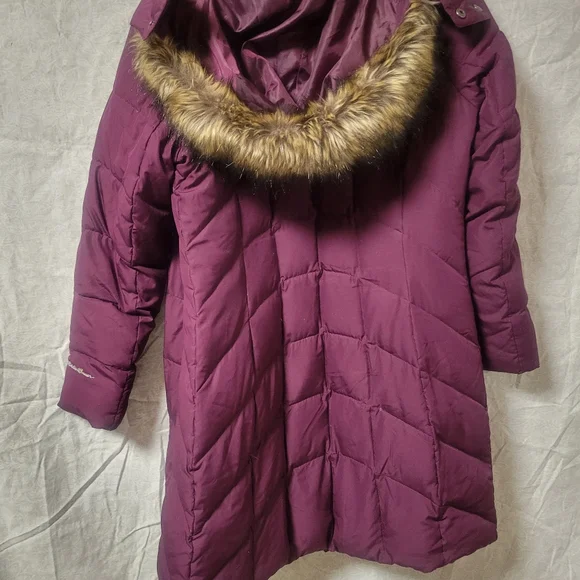 Eddie Bauer down long coat purple hooded - Picture 6 of 8